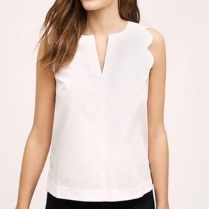 Anthropologie Maeve Scallop White Top (Size 2)